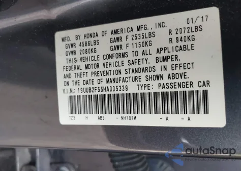 2017 Acura Tlx Technology Package из США, поврежденный, VIN 19UUB2F55HA005339